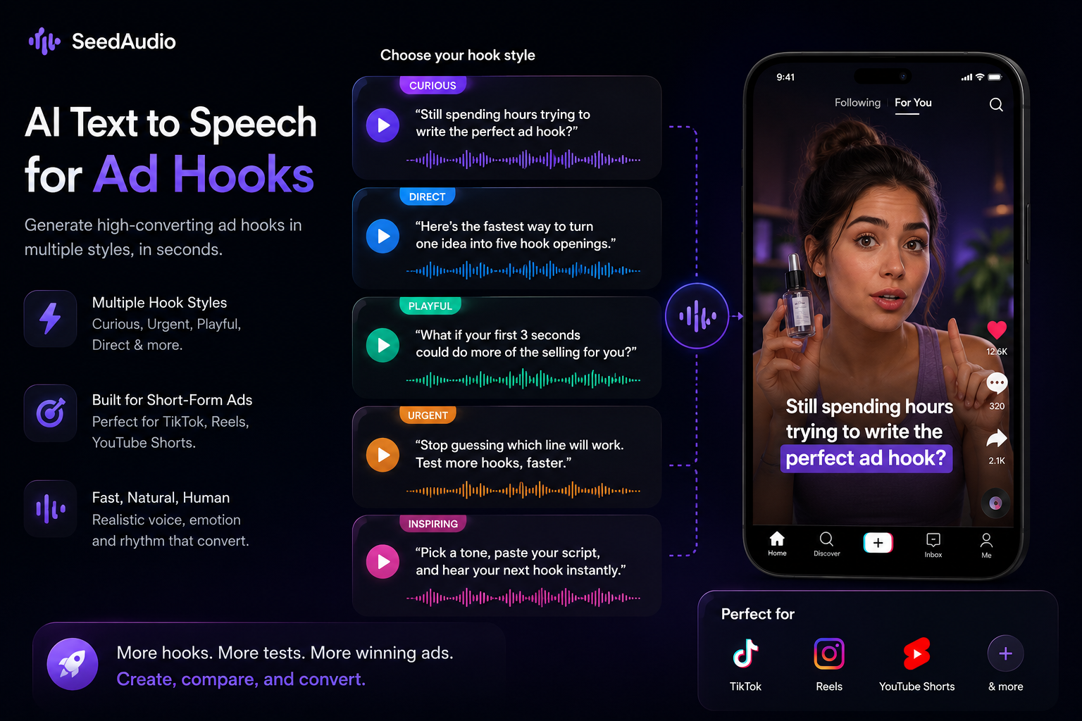 AI Text to Speech for ad hooks preview